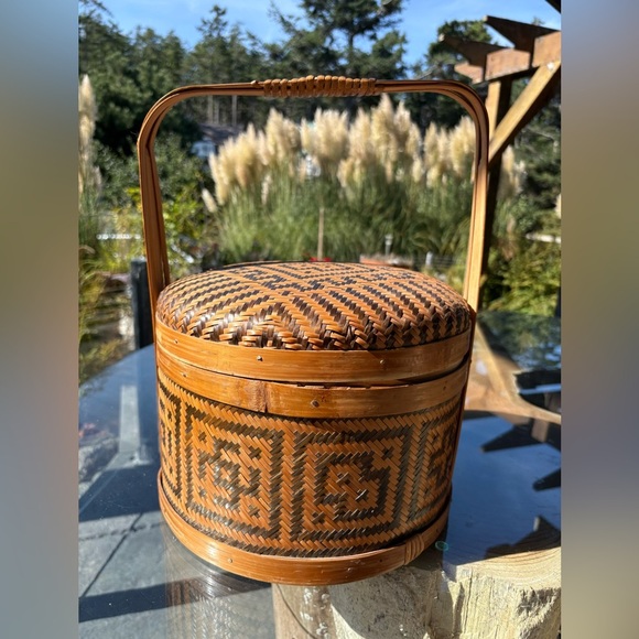 Vtg Chinese Wedding /Betrothal Lidded Basket - Picture 2 of 10